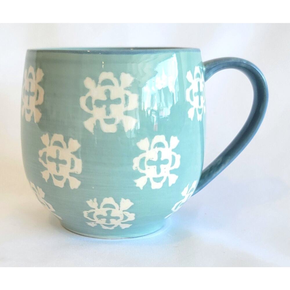 Baum Bros Stoneware Pot Belly Mug Phara Agua Blue Large 20 OZ